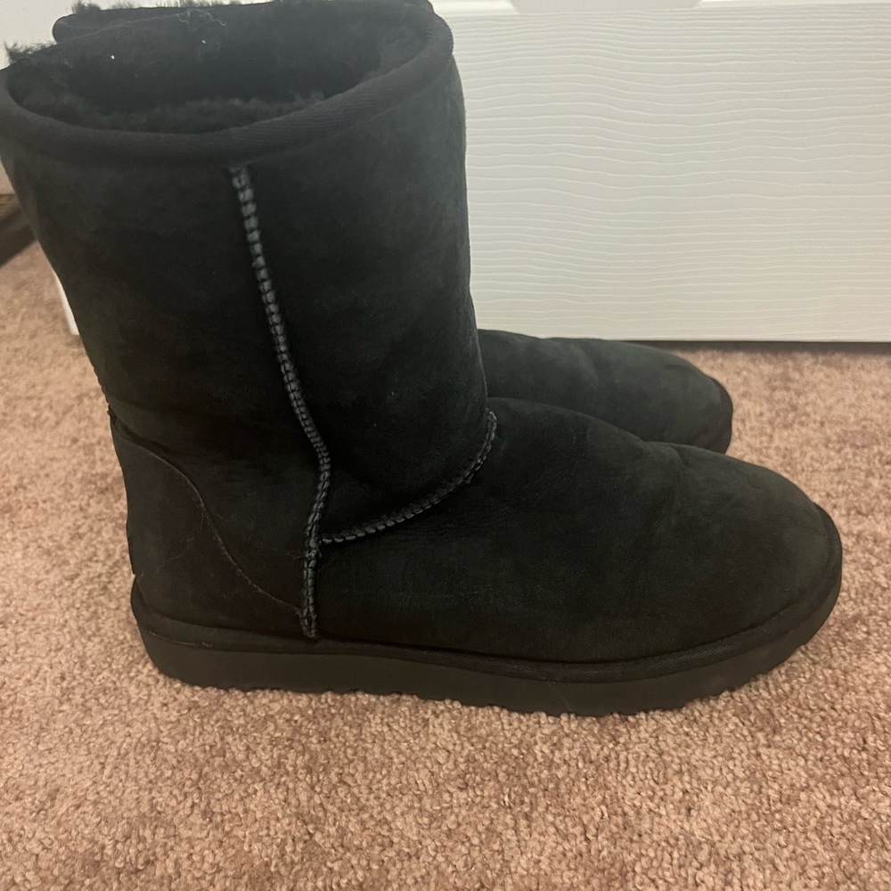 UGG Black Winter Boots Suede Mid-Calf